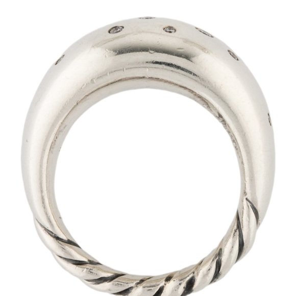 DAVID YURMAN DIAMOND STERLING SILVER DOME BAND RING - Picture 7 of 8